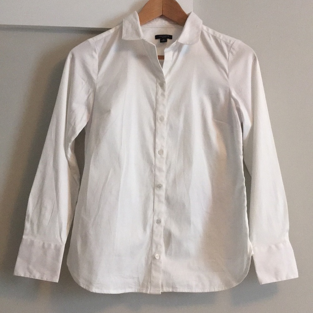 Ann Taylor classic white button down shirt
